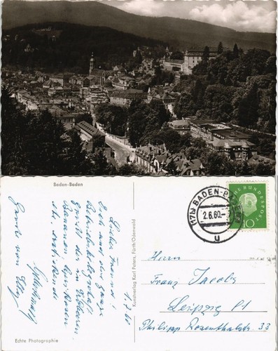 Ansichtskarte baden - ansichtskarte, baden-baden