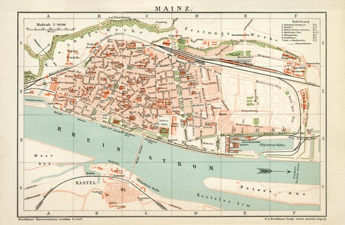 Mainz historischer stadtplan - mainz,