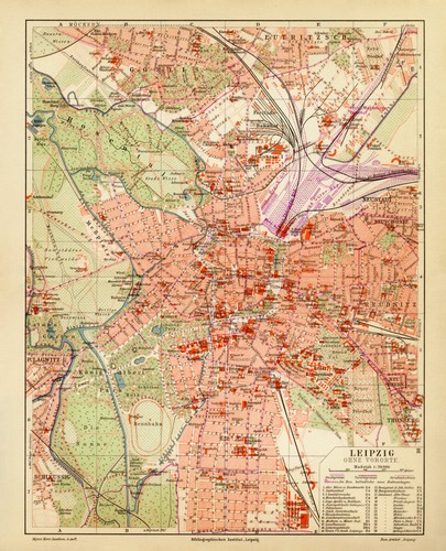 Leipzig historischer stadtplan - leipzig,
