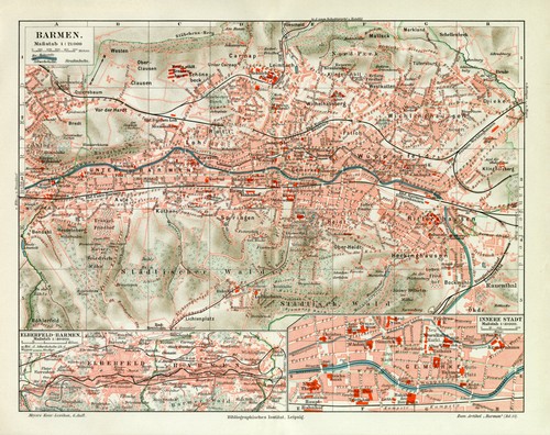 Barmen historischer stadtplan - historischer,