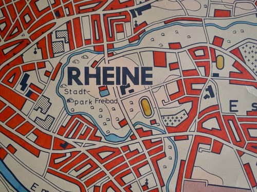 Vintage schulwandkarte stadt - schulwandkarte,