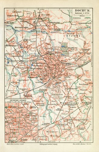 Bochum historischer stadtplan - bochum,
