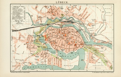 Lübeck historischer stadtplan - lübeck,